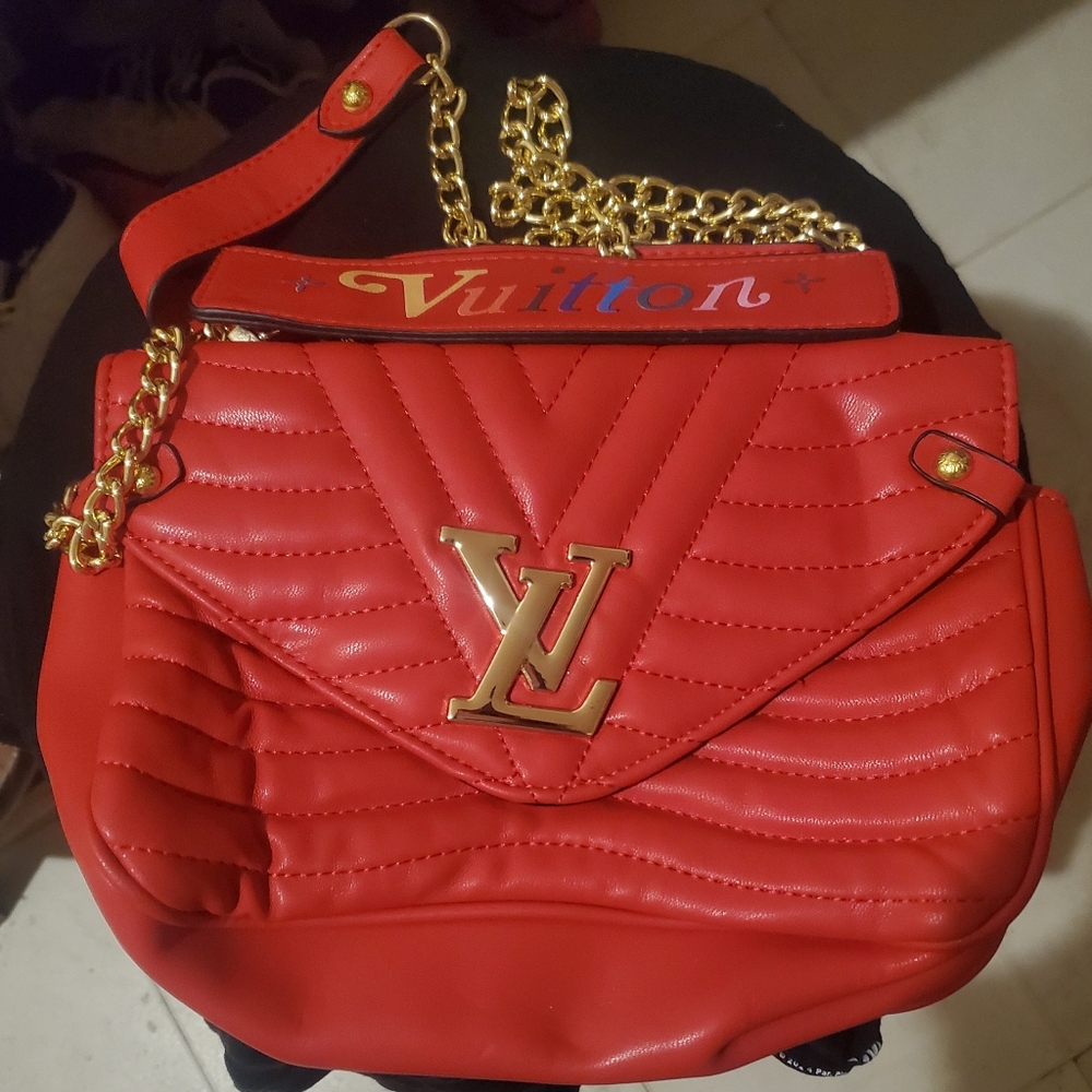 Red With Gold Monogram Luxury Purse